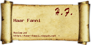 Haar Fanni névjegykártya